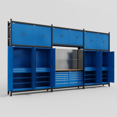 M222 Modular Work Bench - H3100mm x W5640mm | MDF WBT | Blue