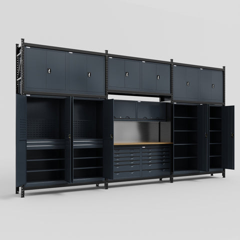 M222 Modular Work Bench - H3100mm x W5640mm | MDF WBT | Dark Grey
