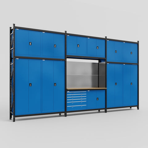 M222-3C Modular Work Bench - H3100mm x W5640mm | MDF WBT | Blue