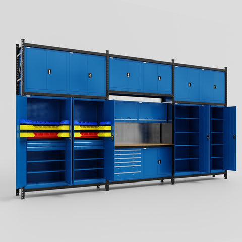 M222-3C Modular Work Bench - H3100mm x W5640mm | MDF WBT | Blue