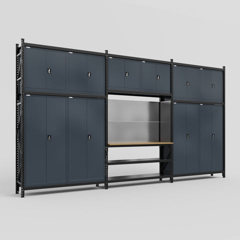M222 Modular Work Bench - H3100mm x W5640mm | MDF WBT | Dark Grey