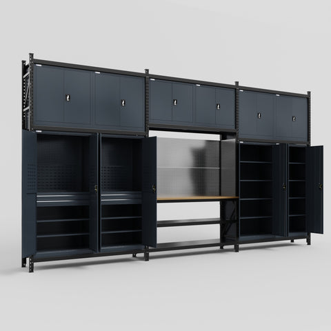 M222 Modular Work Bench - H3100mm x W5640mm | MDF WBT | Dark Grey