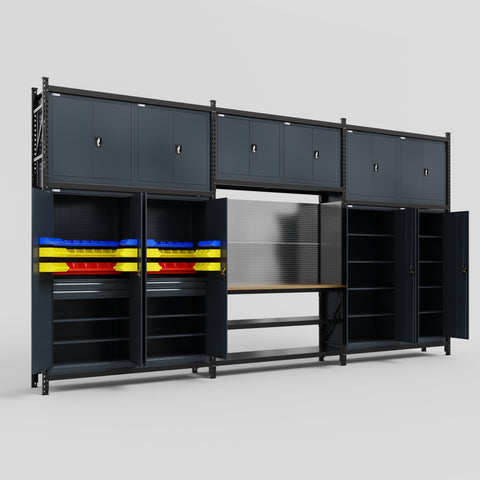 M222 Modular Work Bench - H3100mm x W5640mm | MDF WBT | Dark Grey