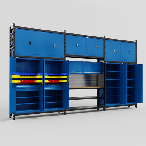 M222 Modular Work Bench - H3100mm x W5640mm | MDF WBT | Blue