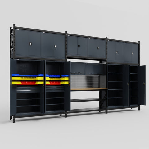 M222 Modular Work Bench - H3100mm x W5640mm | MDF WBT | Dark Grey