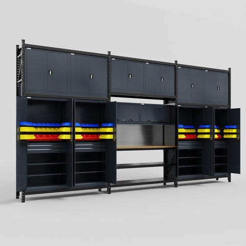 M222 Modular Work Bench - H3100mm x W5640mm | MDF WBT | Dark Grey