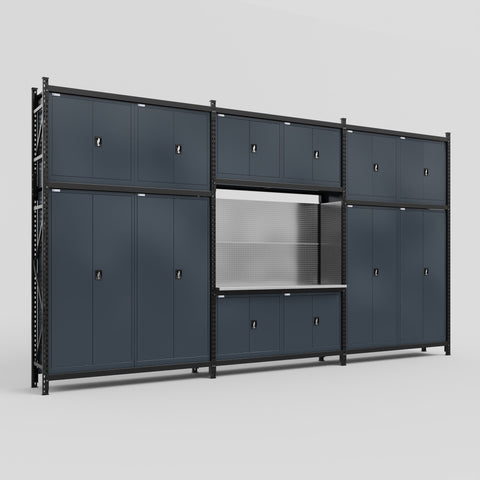 M222 Modular Work Bench - H3100mm x W5640mm | Stainless WBT | Dark Grey