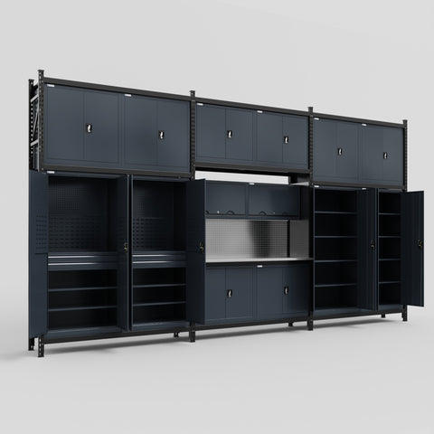 M222 Modular Work Bench - H3100mm x W5640mm | Stainless WBT | Dark Grey