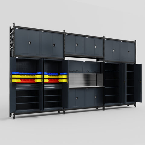 M222 Modular Work Bench - H3100mm x W5640mm | Stainless WBT | Dark Grey