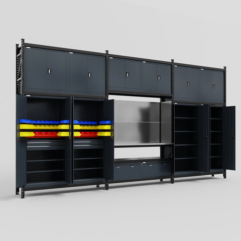 M222 Modular Work Bench - H3100mm x W5640mm | Stainless WBT | Dark Grey