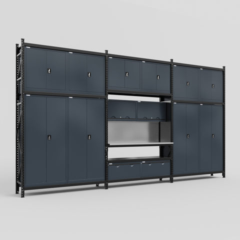 M222 Modular Work Bench - H3100mm x W5640mm | Stainless WBT | Dark Grey