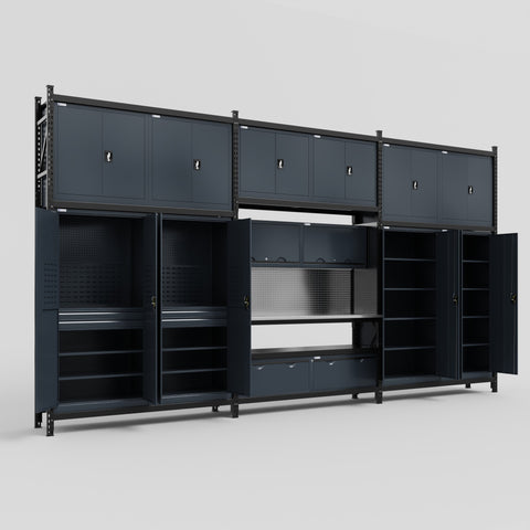 M222 Modular Work Bench - H3100mm x W5640mm | Stainless WBT | Dark Grey
