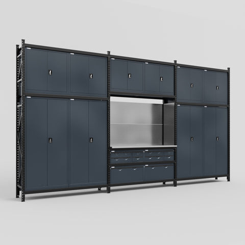 M222 Modular Work Bench - H3100mm x W5640mm | Stainless WBT | Dark Grey