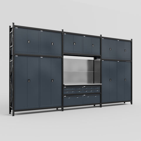 M222 Modular Work Bench - H3100mm x W5640mm | Stainless WBT | Dark Grey