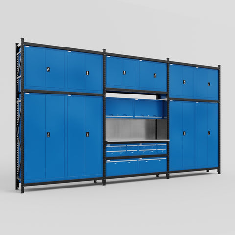 M222 Modular Work Bench - H3100mm x W5640mm | Laminate WBT | Blue