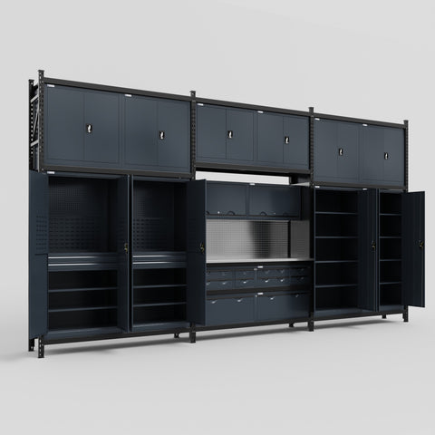 M222 Modular Work Bench - H3100mm x W5640mm | Stainless WBT | Dark Grey