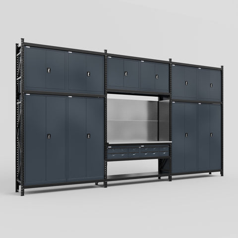 M222 Modular Work Bench - H3100mm x W5640mm | Stainless WBT | Dark Grey