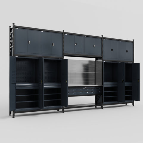 M222 Modular Work Bench - H3100mm x W5640mm | Stainless WBT | Dark Grey