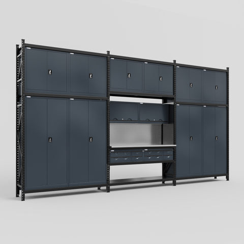 M222 Modular Work Bench - H3100mm x W5640mm | Stainless WBT | Dark Grey