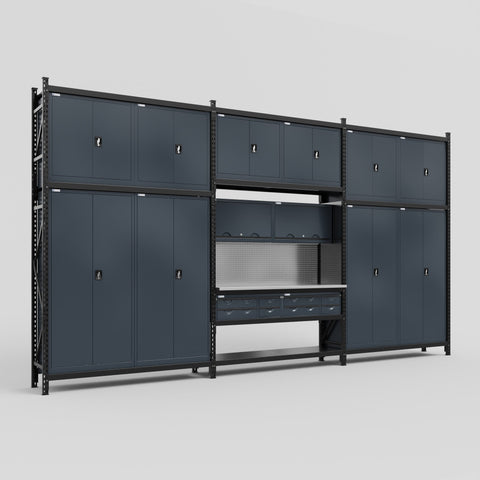 M222 Modular Work Bench - H3100mm x W5640mm | Stainless WBT | Dark Grey