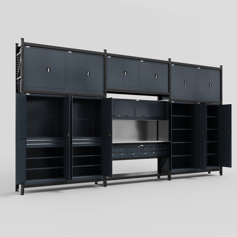 M222 Modular Work Bench - H3100mm x W5640mm | Stainless WBT | Dark Grey