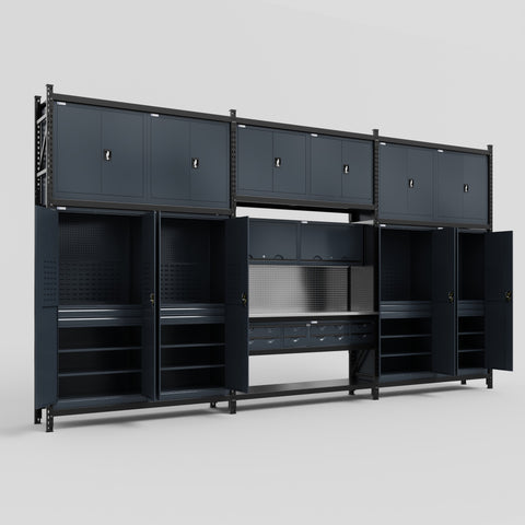 M222 Modular Work Bench - H3100mm x W5640mm | Stainless WBT | Dark Grey