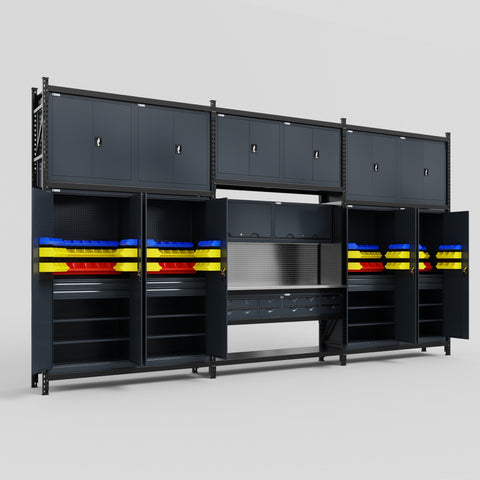 M222 Modular Work Bench - H3100mm x W5640mm | Stainless WBT | Dark Grey