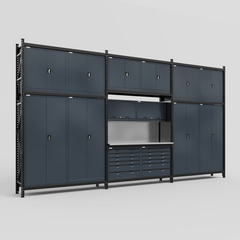 M222 Modular Work Bench - H3100mm x W5640mm | Stainless WBT | Dark Grey