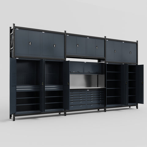 M222 Modular Work Bench - H3100mm x W5640mm | Stainless WBT | Dark Grey