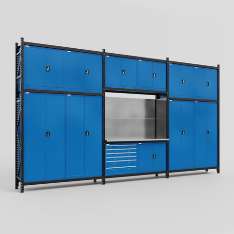 M222-3C Modular Work Bench with Overheads - H3100mm x W5640mm