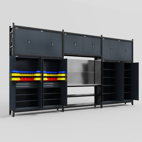 M222 Modular Work Bench - H3100mm x W5640mm | Stainless WBT | Dark Grey