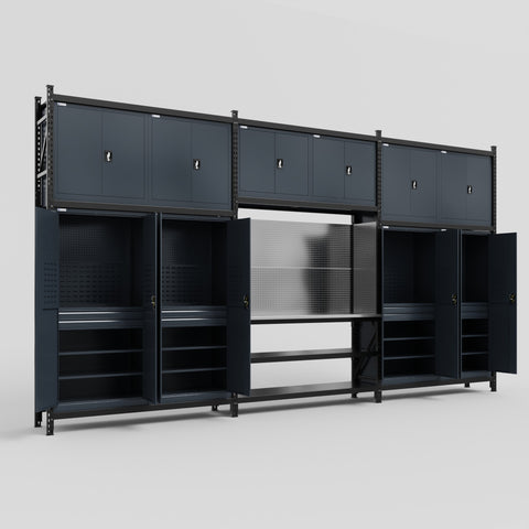 M222 Modular Work Bench - H3100mm x W5640mm | Stainless WBT | Dark Grey