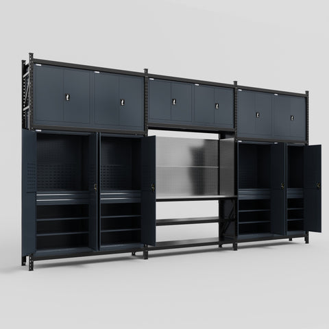 M222 Modular Work Bench - H3100mm x W5640mm | Stainless WBT | Dark Grey