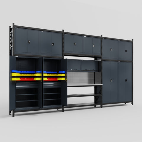 M222 Modular Work Bench - H3100mm x W5640mm | Stainless WBT | Dark Grey