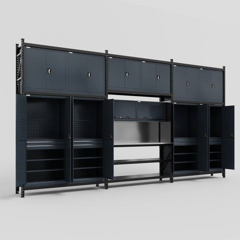 M222 Modular Work Bench - H3100mm x W5640mm | Stainless WBT | Dark Grey