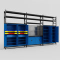 M222 Modular Work Bench with Shelves - H3100mm x W5640mm | Laminate WBT | Blue