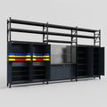 M222 Modular Work Bench with Shelves - H3100mm x W5640mm | Laminate WBT | Dark Grey