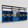 M222 Modular Work Bench with Shelves - H3100mm x W5640mm | Laminate WBT | Blue