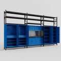 M222 Modular Work Bench with Shelves - H3100mm x W5640mm | Laminate WBT | Blue