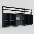 M222 Modular Work Bench with Shelves - H3100mm x W5640mm | Laminate WBT | Dark Grey