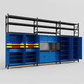 M222 Modular Work Bench with Shelves - H3100mm x W5640mm | Laminate WBT | Blue