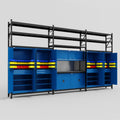 M222 Modular Work Bench with Shelves - H3100mm x W5640mm | Laminate WBT | Blue
