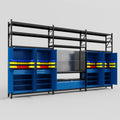 M222 Modular Work Bench with Shelves - H3100mm x W5640mm | Laminate WBT | Blue