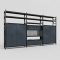 M222 Modular Work Bench with Shelves - H3100mm x W5640mm | Laminate WBT | Dark Grey