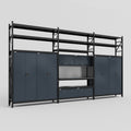 M222 Modular Work Bench with Shelves - H3100mm x W5640mm | Laminate WBT | Dark Grey