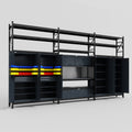 M222 Modular Work Bench with Shelves - H3100mm x W5640mm | Laminate WBT | Dark Grey