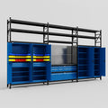 M222 Modular Work Bench with Shelves - H3100mm x W5640mm | Laminate WBT | Blue