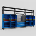 M222 Modular Work Bench with Shelves - H3100mm x W5640mm | Laminate WBT | Blue
