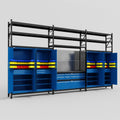 M222 Modular Work Bench with Shelves - H3100mm x W5640mm | Laminate WBT | Blue