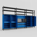 M222 Modular Work Bench with Shelves - H3100mm x W5640mm | Laminate WBT | Blue